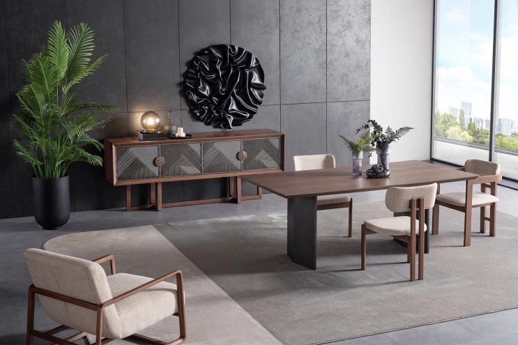 Cross Walnut Dining Set