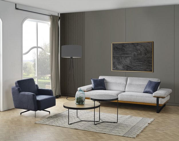 Lavina Blue Sofa Set