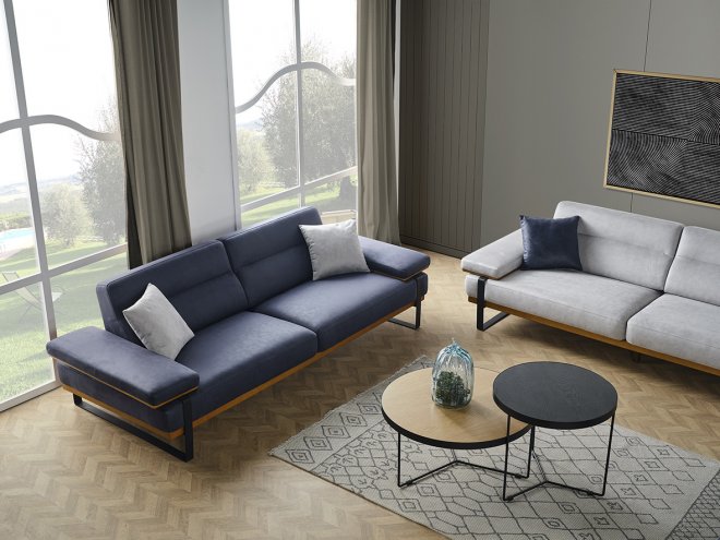 Lavina Blue Sofa Set