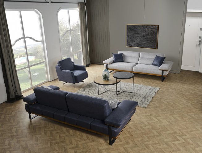 Lavina Blue Sofa Set