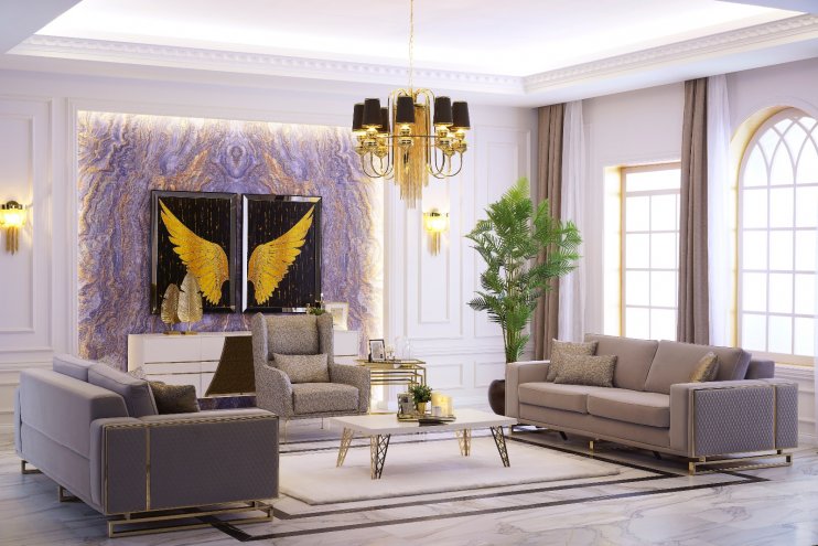 Uludag Gold Sofa Set