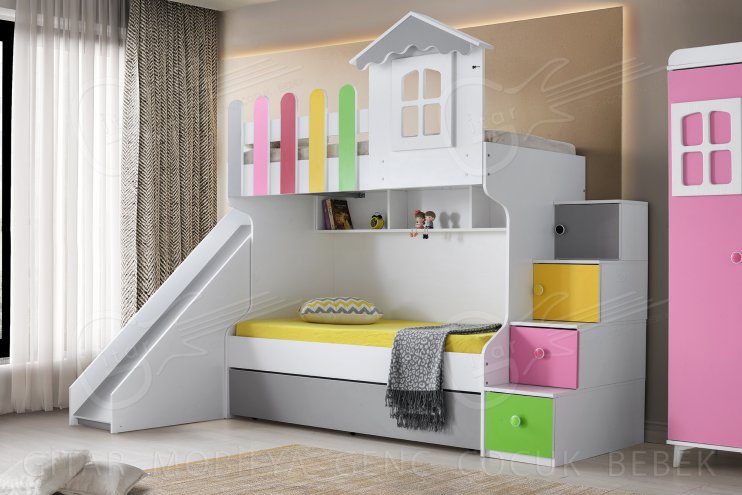 Mango Colorful Slide Bunk Bed Set