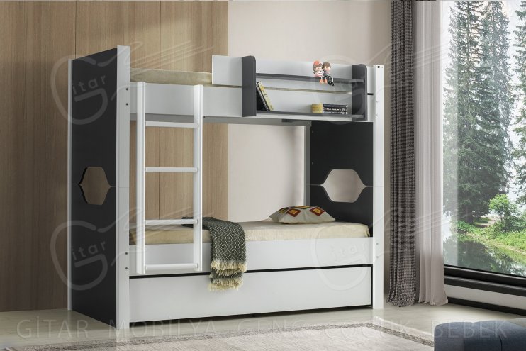 Torino Anthracite White Puppy Bunk Bed