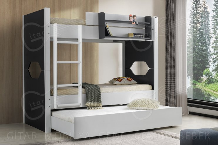 Torino Anthracite White Puppy Bunk Bed